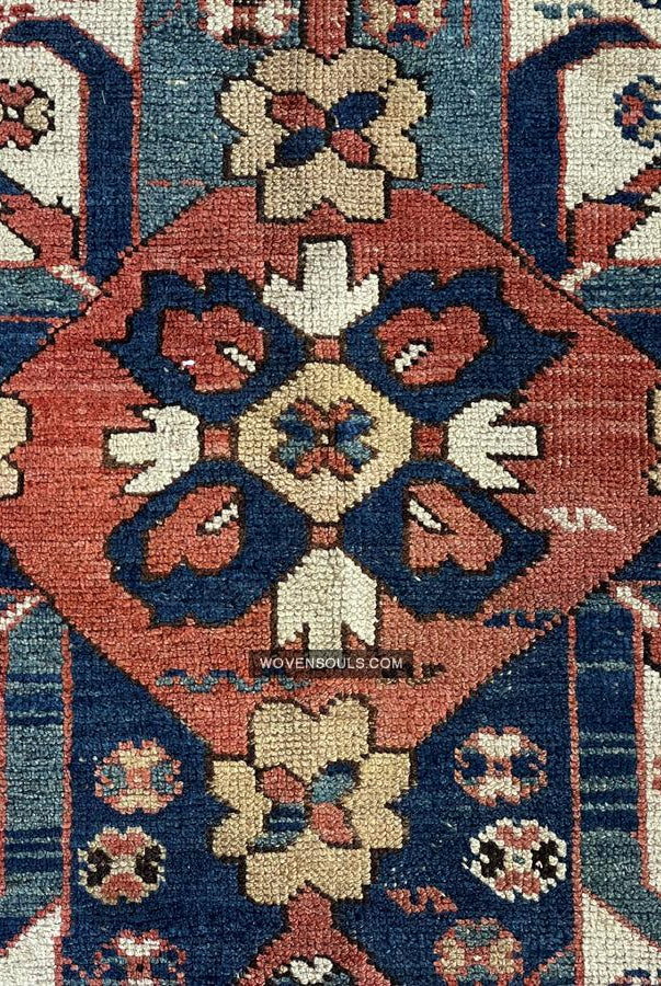1672 Antique Chelaberd Eagle Kazak Rug with Human Motifs-WOVENSOULS Antique Textiles & Art Gallery