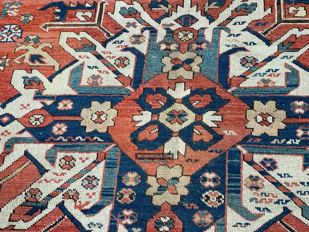 1672 Antique Chelaberd Eagle Kazak Rug with Human Motifs-WOVENSOULS Antique Textiles & Art Gallery