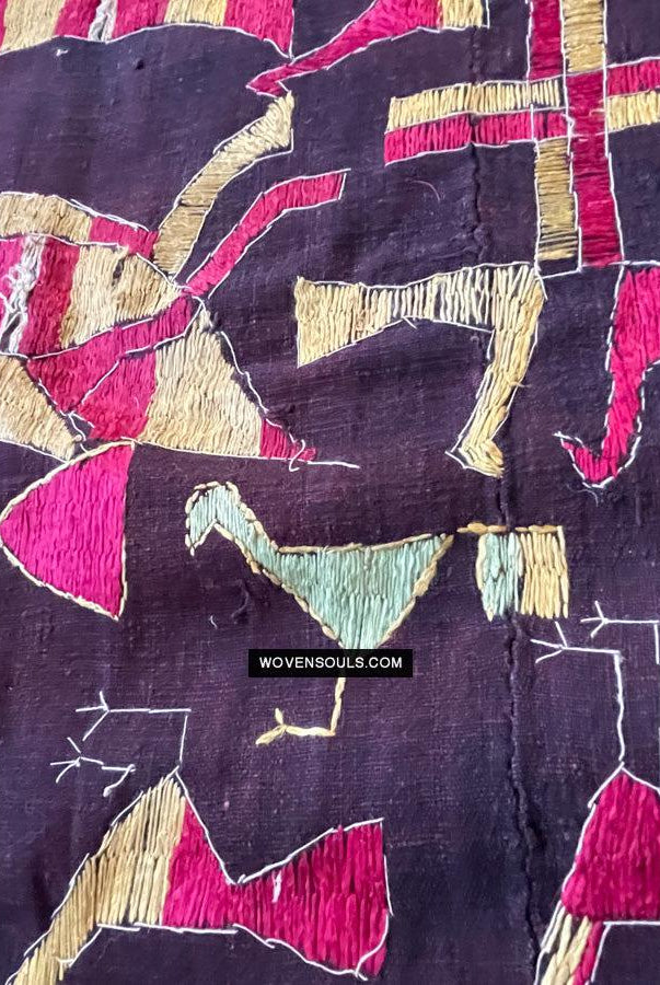 1673 Seltener Sainchi Phulkari Stickereitextilien aus Punjab-WOVENSOULS Galerie für antike Textilien und Kunst