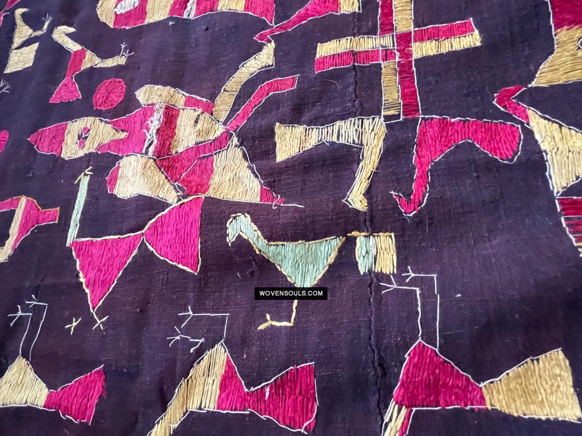 1673 Rare Sainchi Phulkari Embroidery Textile from Punjab-WOVENSOULS Antique Textiles & Art Gallery