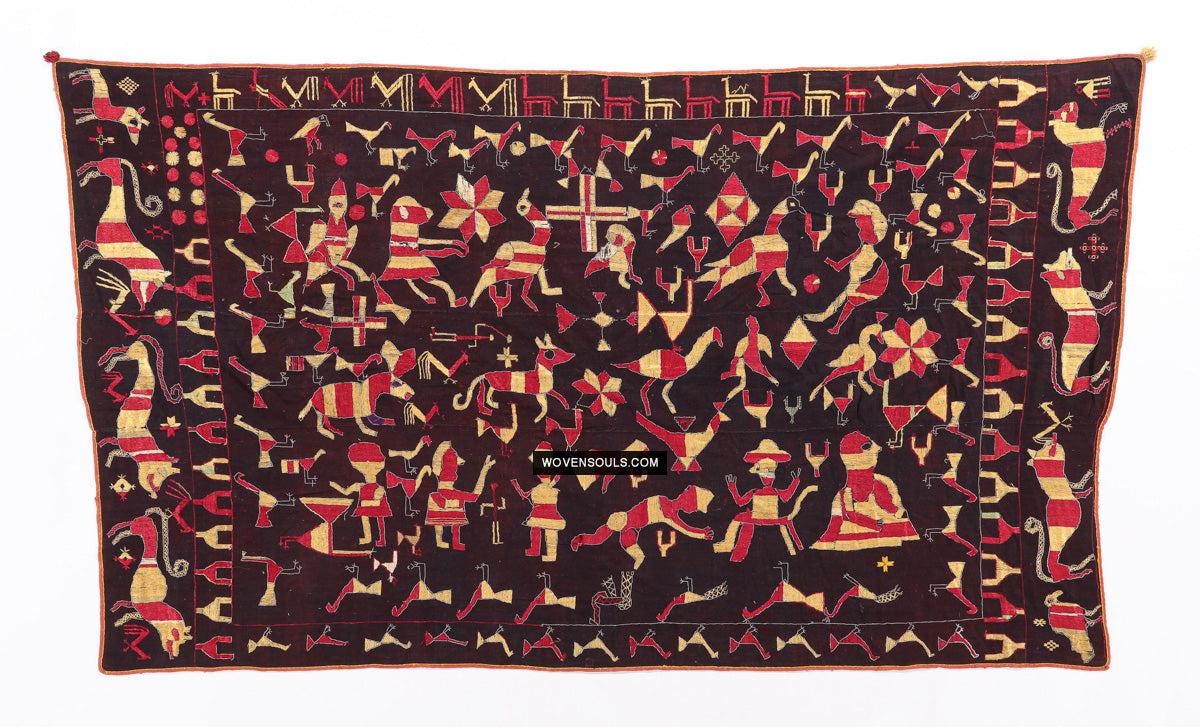 1673 Rare Sainchi Phulkari Embroidery Textile from Punjab-WOVENSOULS Antique Textiles & Art Gallery