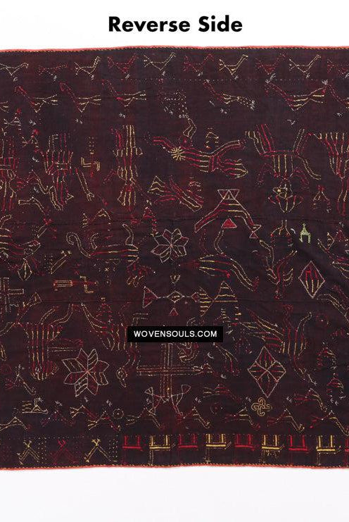 1673 Seltener Sainchi Phulkari Stickereitextilien aus Punjab-WOVENSOULS Galerie für antike Textilien und Kunst