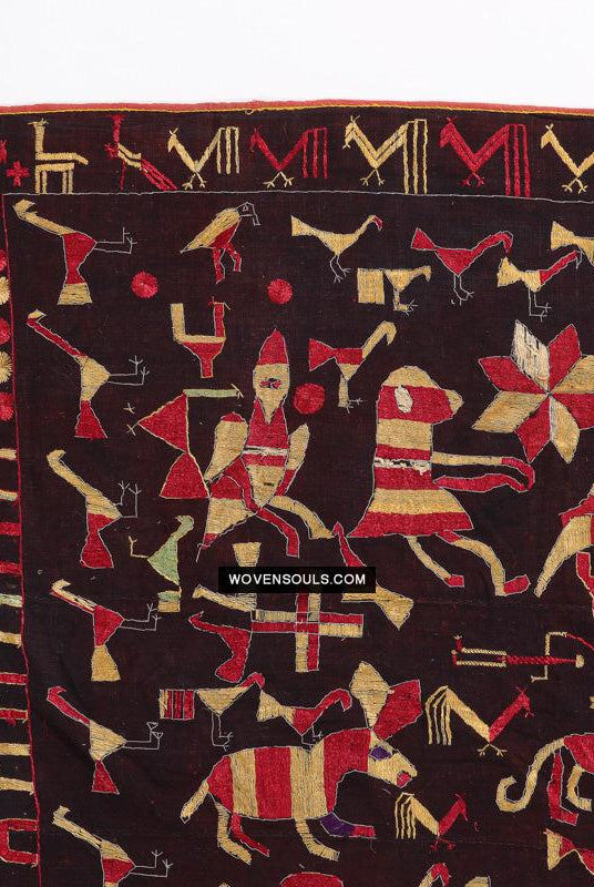 1673 Seltener Sainchi Phulkari Stickereitextilien aus Punjab-WOVENSOULS Galerie für antike Textilien und Kunst