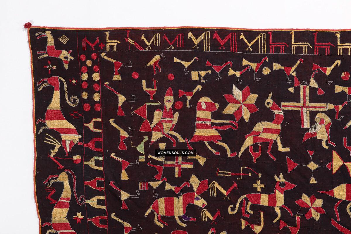 1673 Rare Sainchi Phulkari Embroidery Textile from Punjab-WOVENSOULS Antique Textiles & Art Gallery
