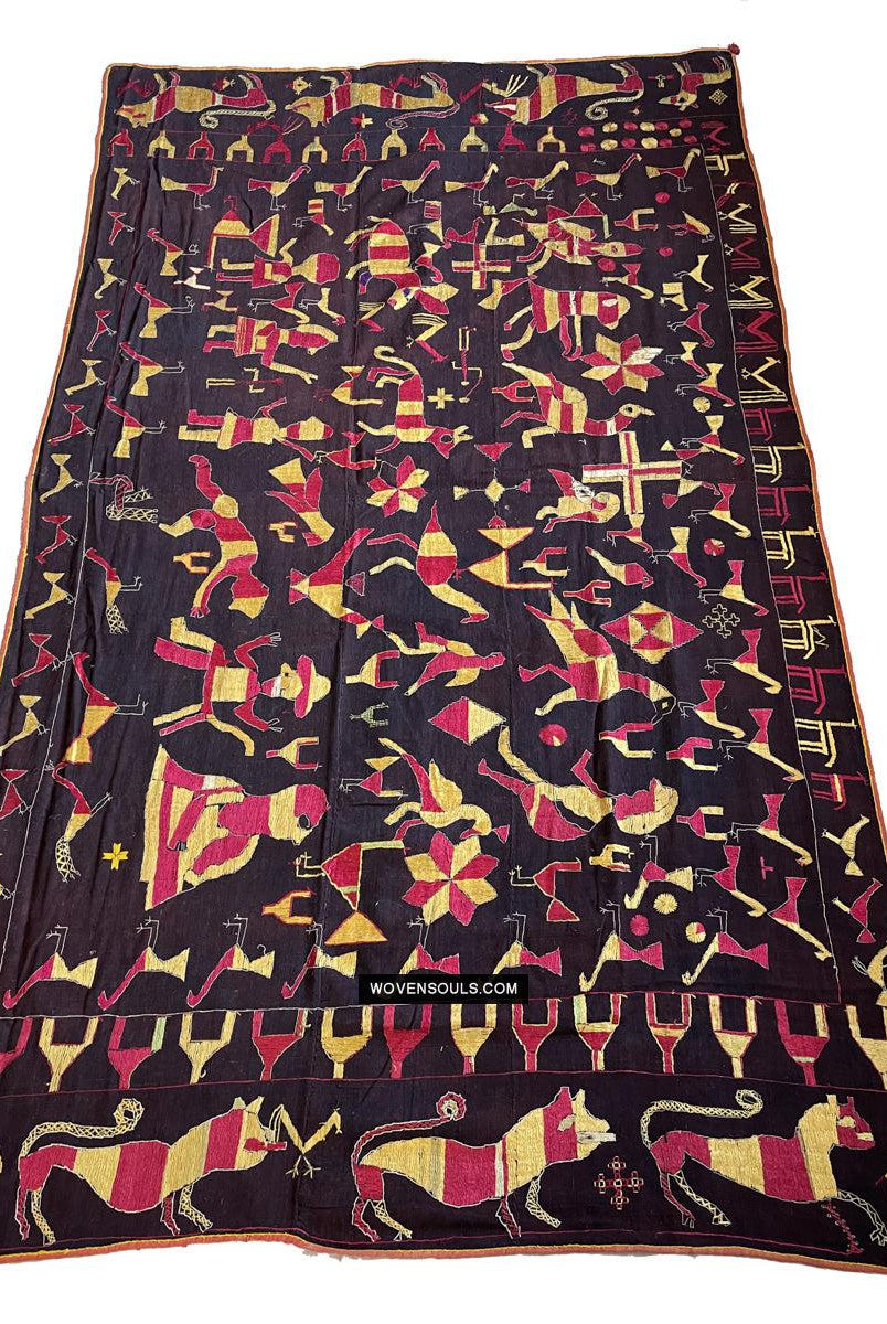 1673 Seltener Sainchi Phulkari Stickereitextilien aus Punjab-WOVENSOULS Galerie für antike Textilien und Kunst