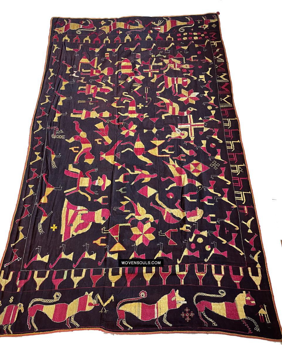 1673 Rare Sainchi Phulkari Embroidery Textile from Punjab-WOVENSOULS Antique Textiles & Art Gallery