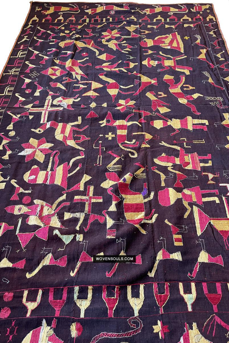 1673 Seltener Sainchi Phulkari Stickereitextilien aus Punjab-WOVENSOULS Galerie für antike Textilien und Kunst
