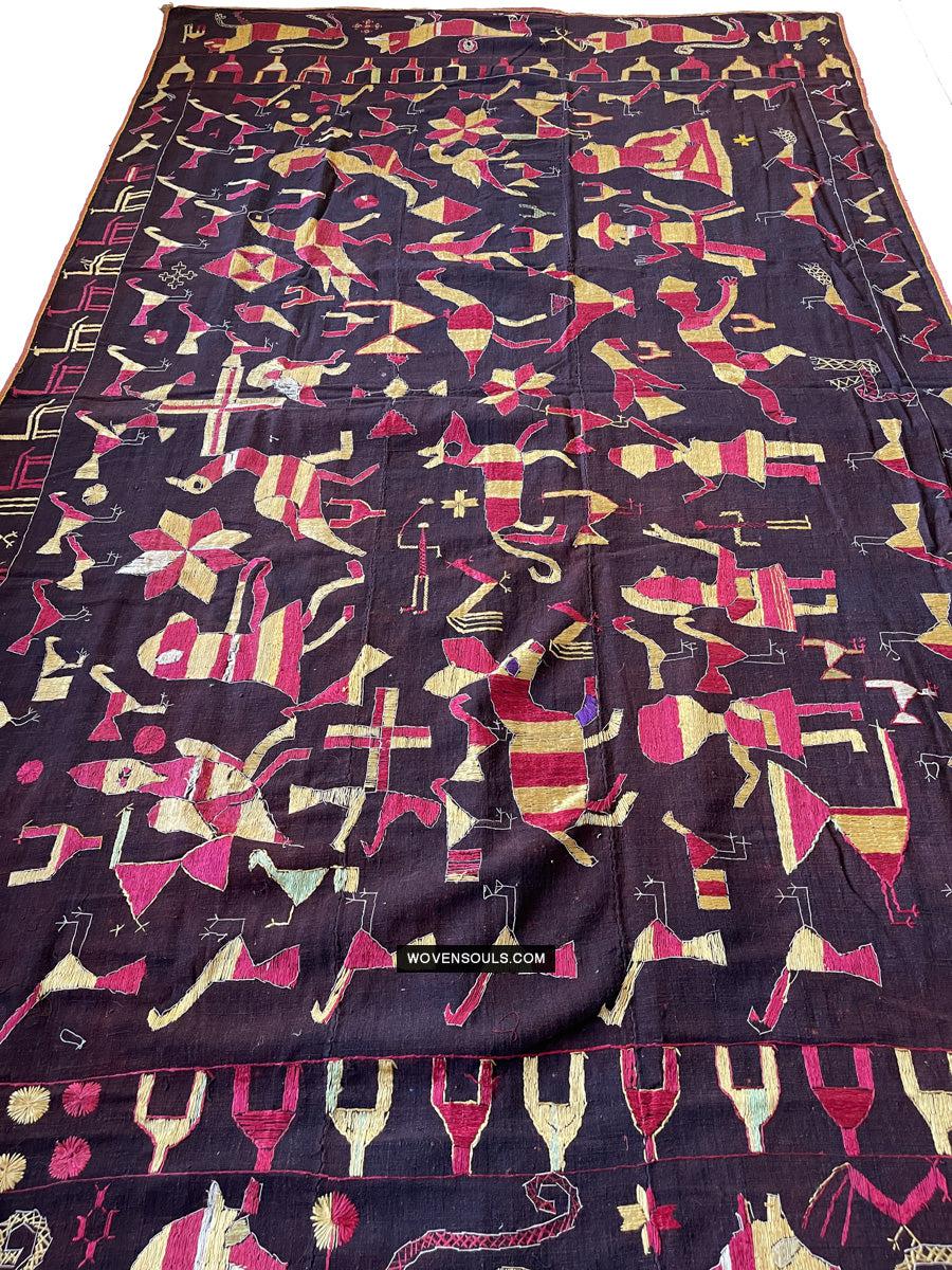 1673 Rare Sainchi Phulkari Embroidery Textile from Punjab-WOVENSOULS Antique Textiles & Art Gallery