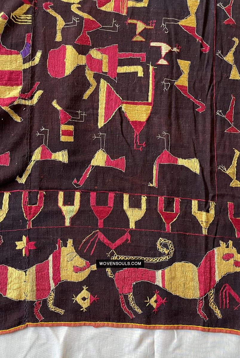 1673 Seltener Sainchi Phulkari Stickereitextilien aus Punjab-WOVENSOULS Galerie für antike Textilien und Kunst