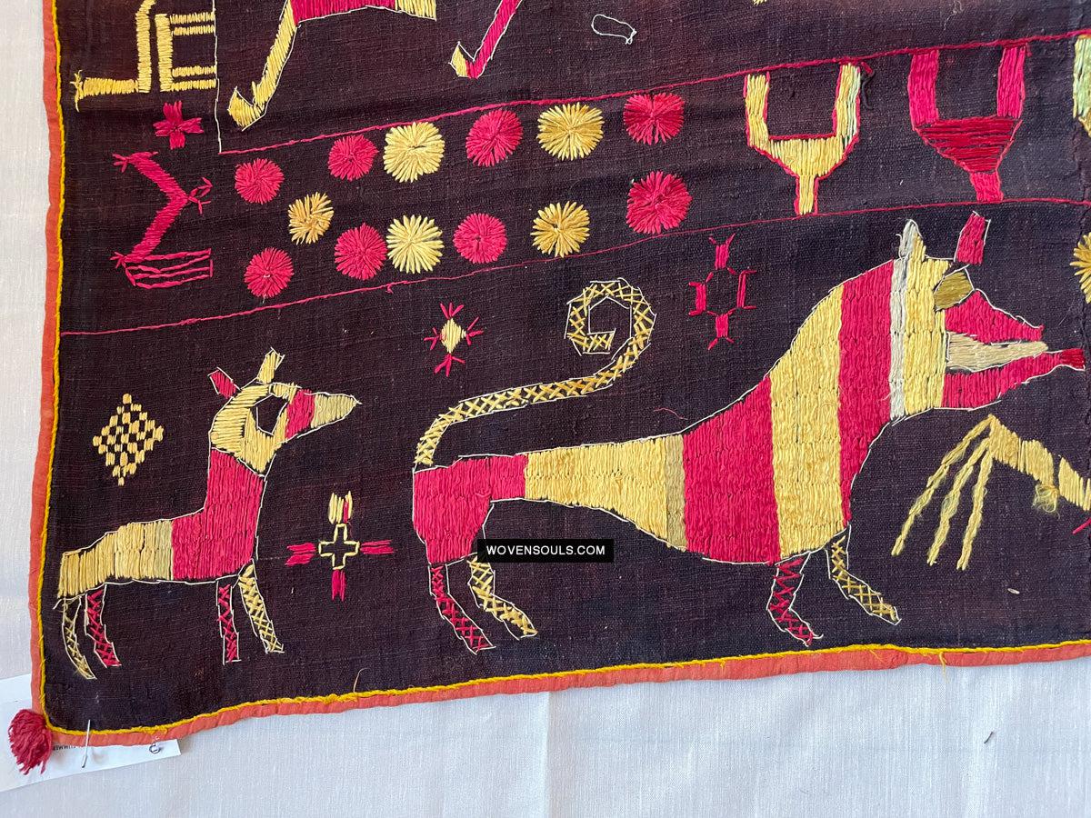 1673 Rare Sainchi Phulkari Embroidery Textile from Punjab-WOVENSOULS Antique Textiles & Art Gallery