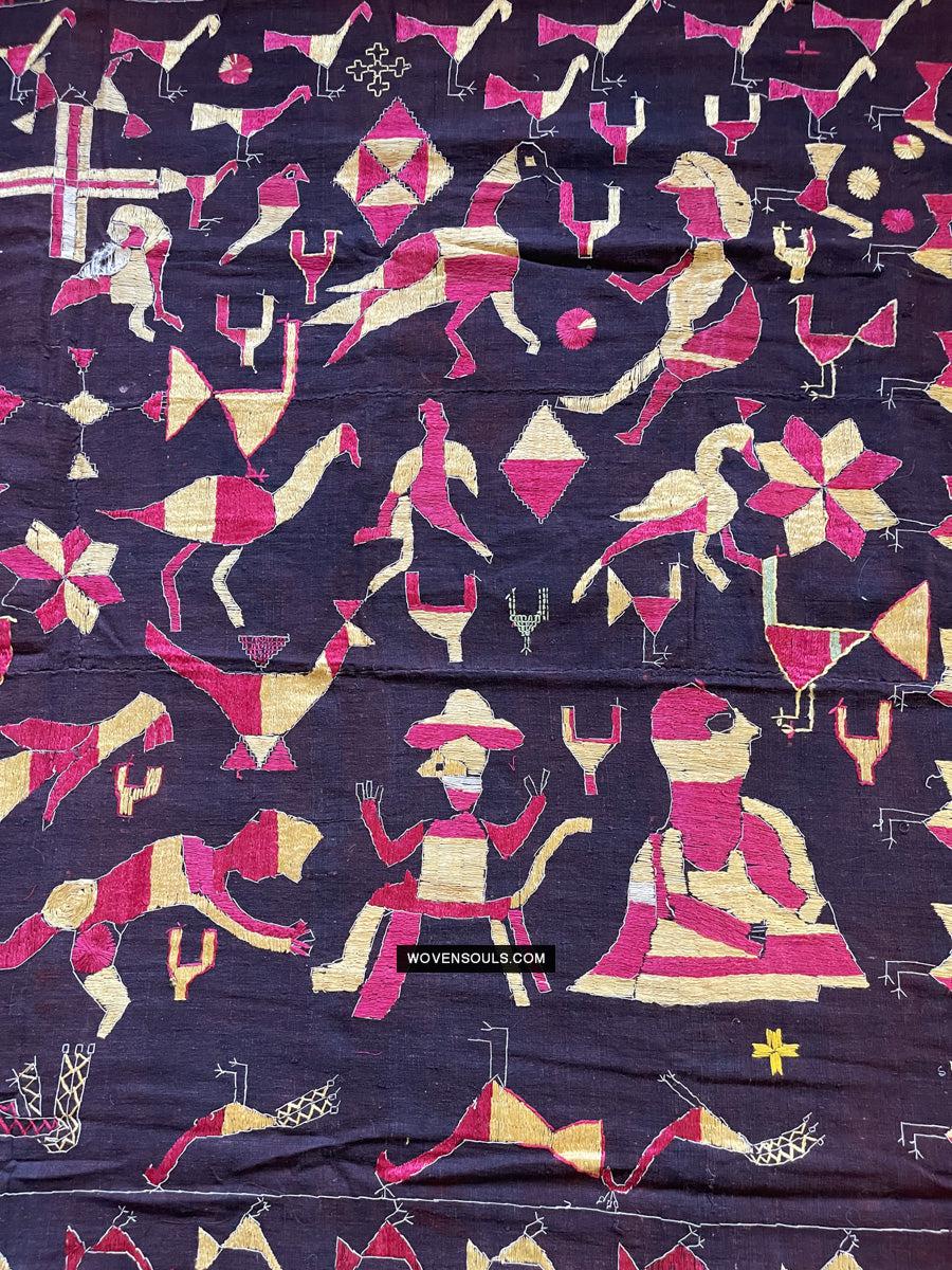 1673 Rare Sainchi Phulkari Embroidery Textile from Punjab-WOVENSOULS Antique Textiles & Art Gallery