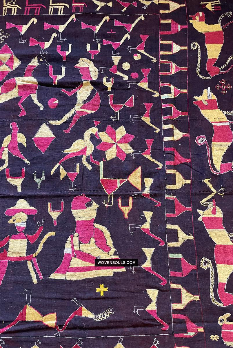 1673 Seltener Sainchi Phulkari Stickereitextilien aus Punjab-WOVENSOULS Galerie für antike Textilien und Kunst