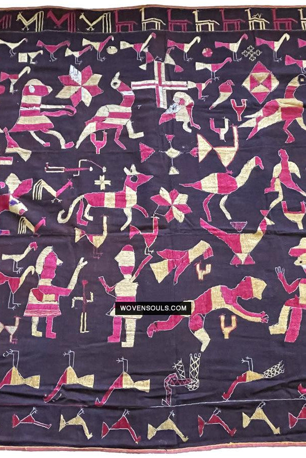 1673 Seltener Sainchi Phulkari Stickereitextilien aus Punjab-WOVENSOULS Galerie für antike Textilien und Kunst
