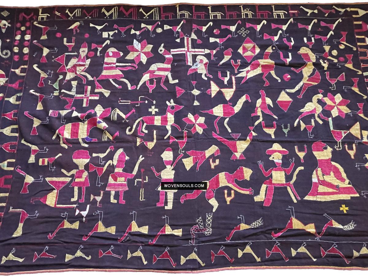 1673 Rare Sainchi Phulkari Embroidery Textile from Punjab-WOVENSOULS Antique Textiles & Art Gallery