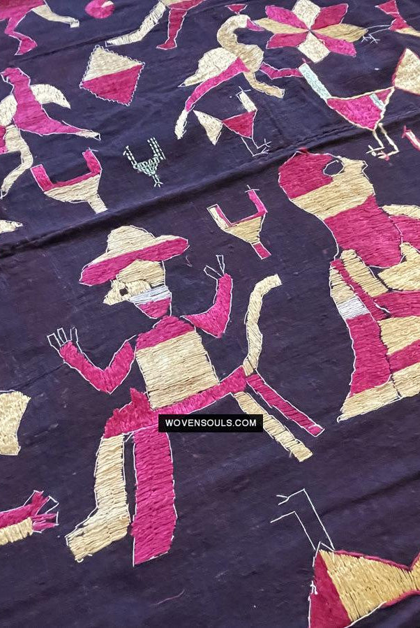 1673 Seltener Sainchi Phulkari Stickereitextilien aus Punjab-WOVENSOULS Galerie für antike Textilien und Kunst