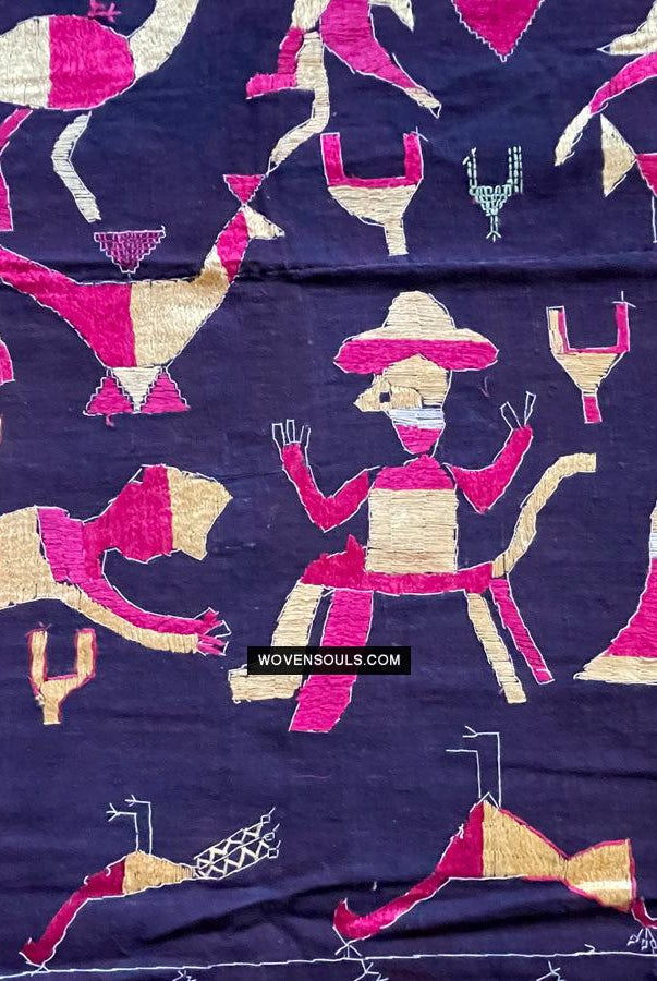 1673 Seltener Sainchi Phulkari Stickereitextilien aus Punjab-WOVENSOULS Galerie für antike Textilien und Kunst