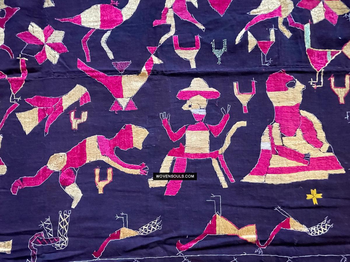 1673 Rare Sainchi Phulkari Embroidery Textile from Punjab-WOVENSOULS Antique Textiles & Art Gallery