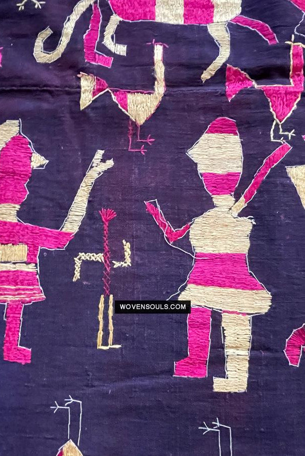 1673 Seltener Sainchi Phulkari Stickereitextilien aus Punjab-WOVENSOULS Galerie für antike Textilien und Kunst