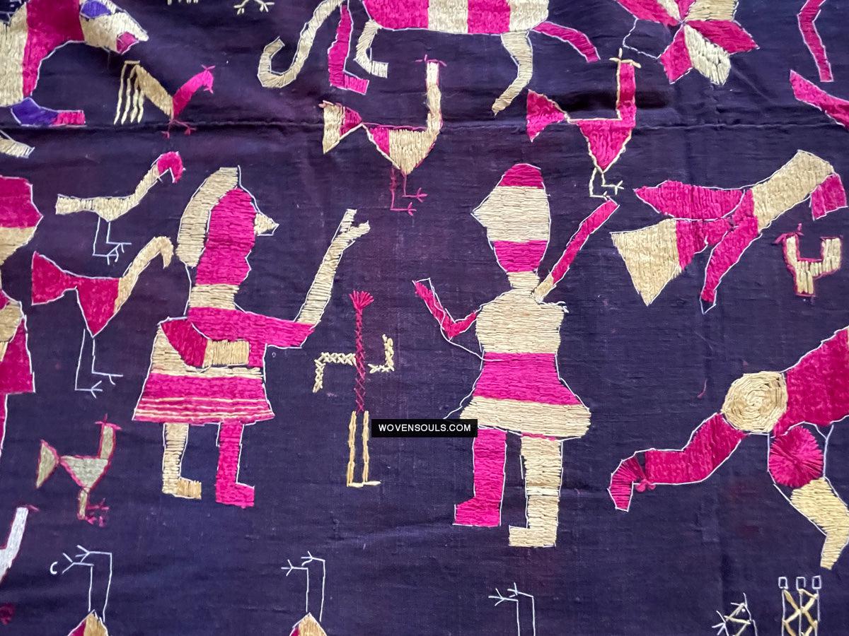 1673 Rare Sainchi Phulkari Embroidery Textile from Punjab-WOVENSOULS Antique Textiles & Art Gallery