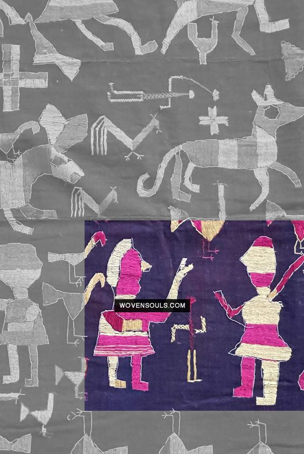 1673 Seltener Sainchi Phulkari Stickereitextilien aus Punjab-WOVENSOULS Galerie für antike Textilien und Kunst