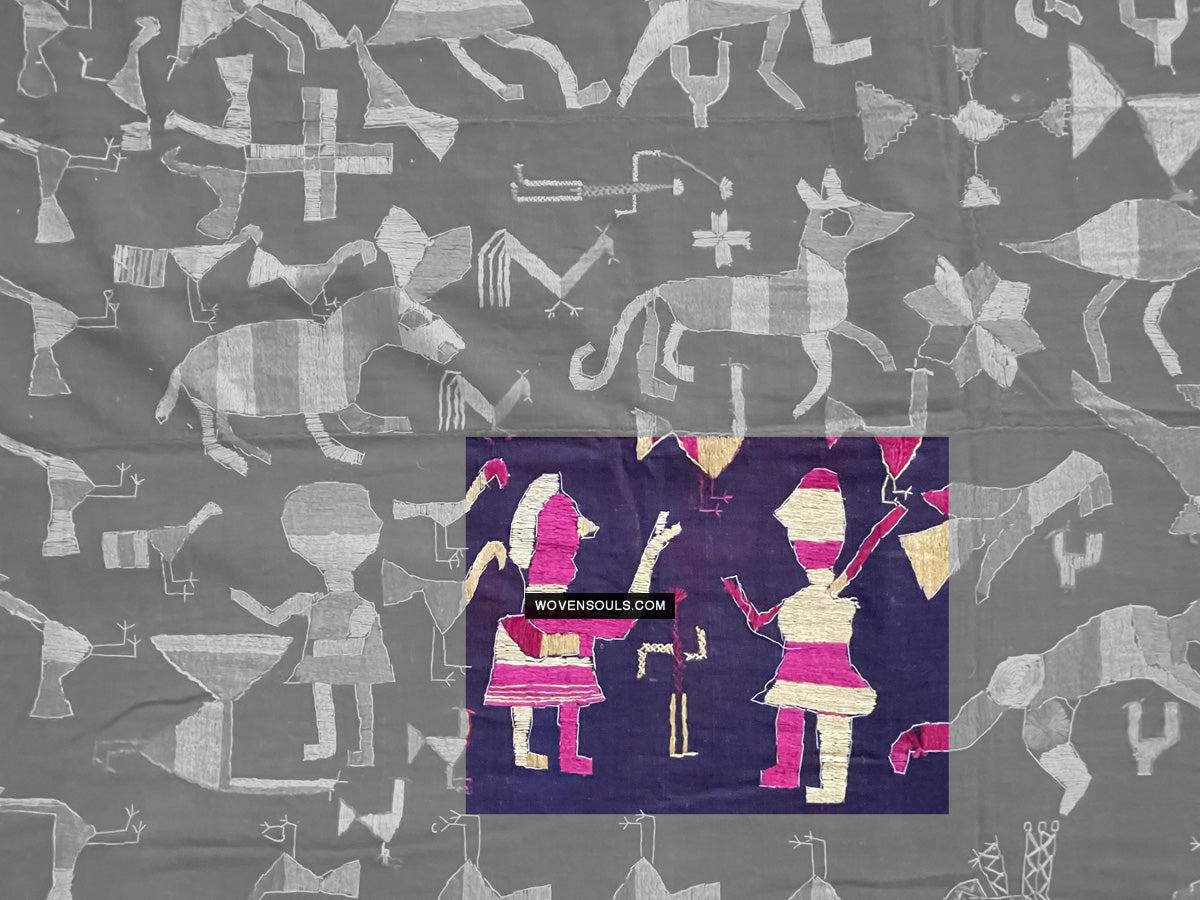 1673 Rare Sainchi Phulkari Embroidery Textile from Punjab-WOVENSOULS Antique Textiles & Art Gallery