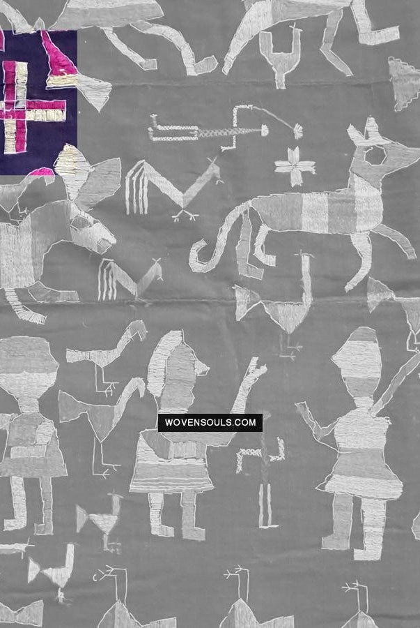 1673 Seltener Sainchi Phulkari Stickereitextilien aus Punjab-WOVENSOULS Galerie für antike Textilien und Kunst