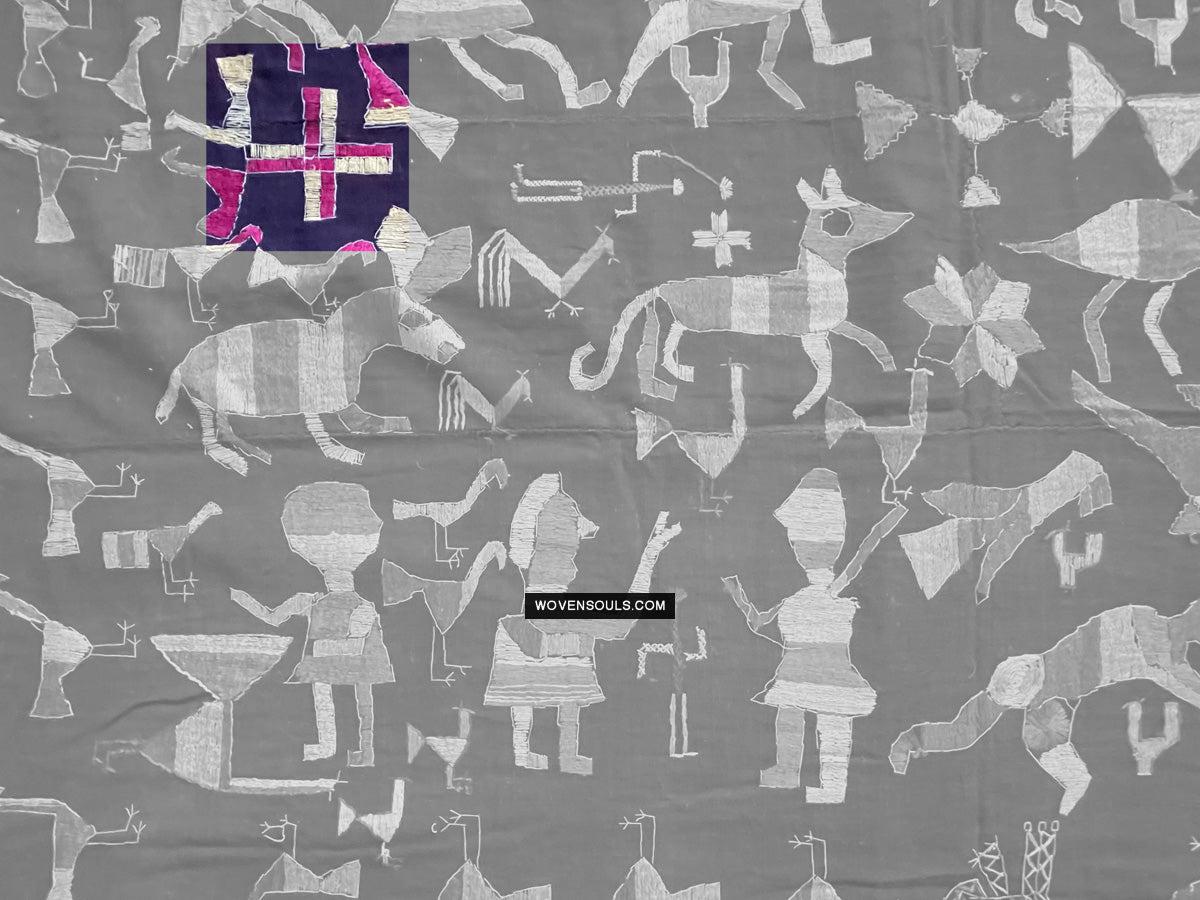 1673 Rare Sainchi Phulkari Embroidery Textile from Punjab-WOVENSOULS Antique Textiles & Art Gallery