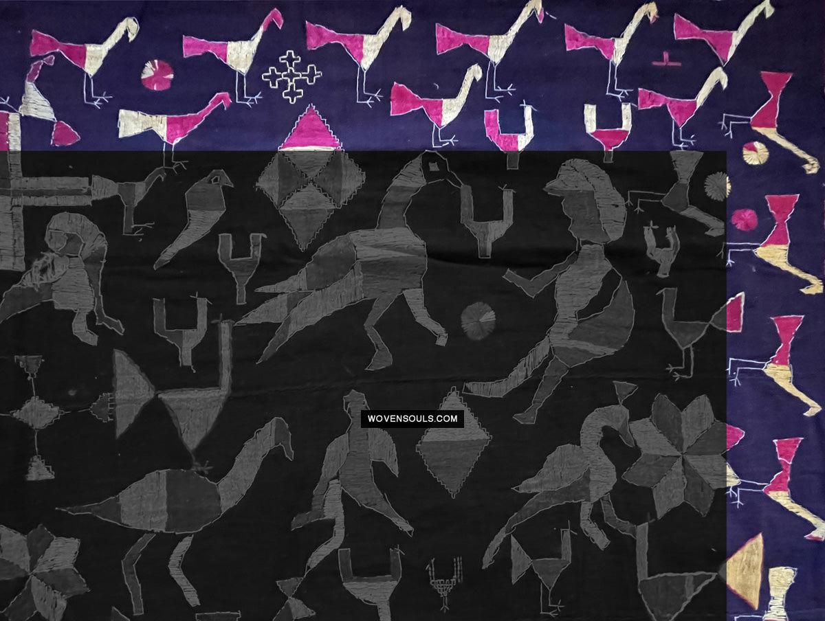 1673 Rare Sainchi Phulkari Embroidery Textile from Punjab-WOVENSOULS Antique Textiles & Art Gallery