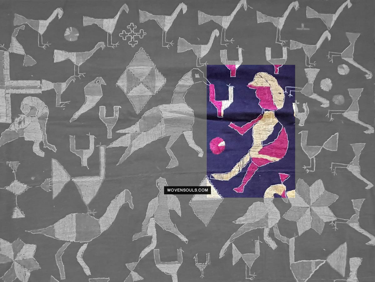 1673 Rare Sainchi Phulkari Embroidery Textile from Punjab-WOVENSOULS Antique Textiles & Art Gallery