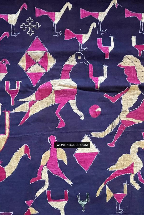 1673 Seltener Sainchi Phulkari Stickereitextilien aus Punjab-WOVENSOULS Galerie für antike Textilien und Kunst