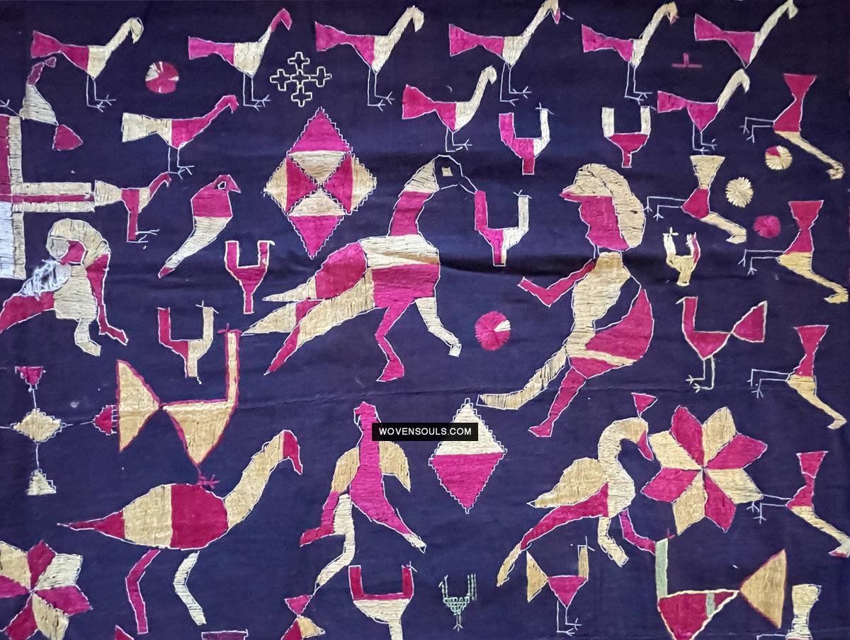 1673 Rare Sainchi Phulkari Embroidery Textile from Punjab-WOVENSOULS Antique Textiles & Art Gallery