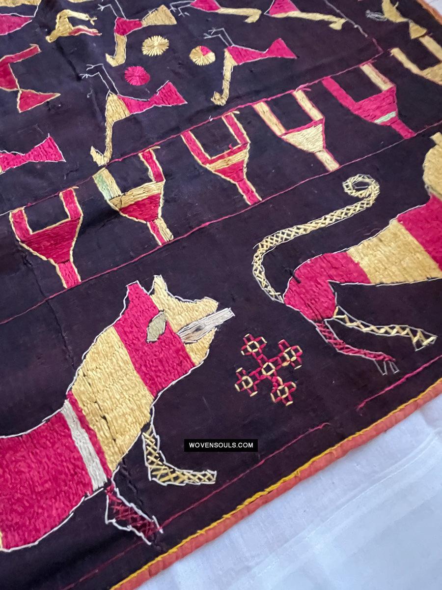 1673 Rare Sainchi Phulkari Embroidery Textile from Punjab-WOVENSOULS Antique Textiles & Art Gallery