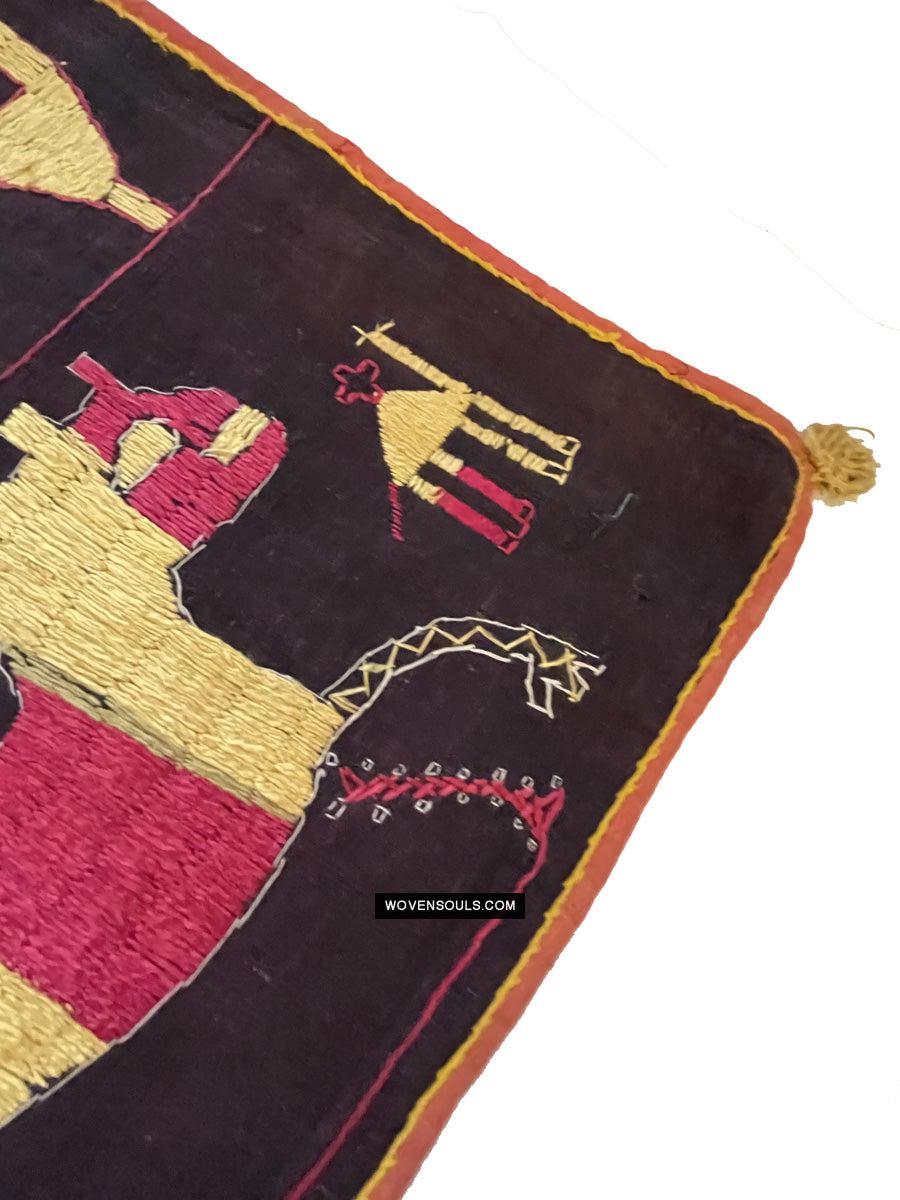 1673 Rare Sainchi Phulkari Embroidery Textile from Punjab-WOVENSOULS Antique Textiles & Art Gallery