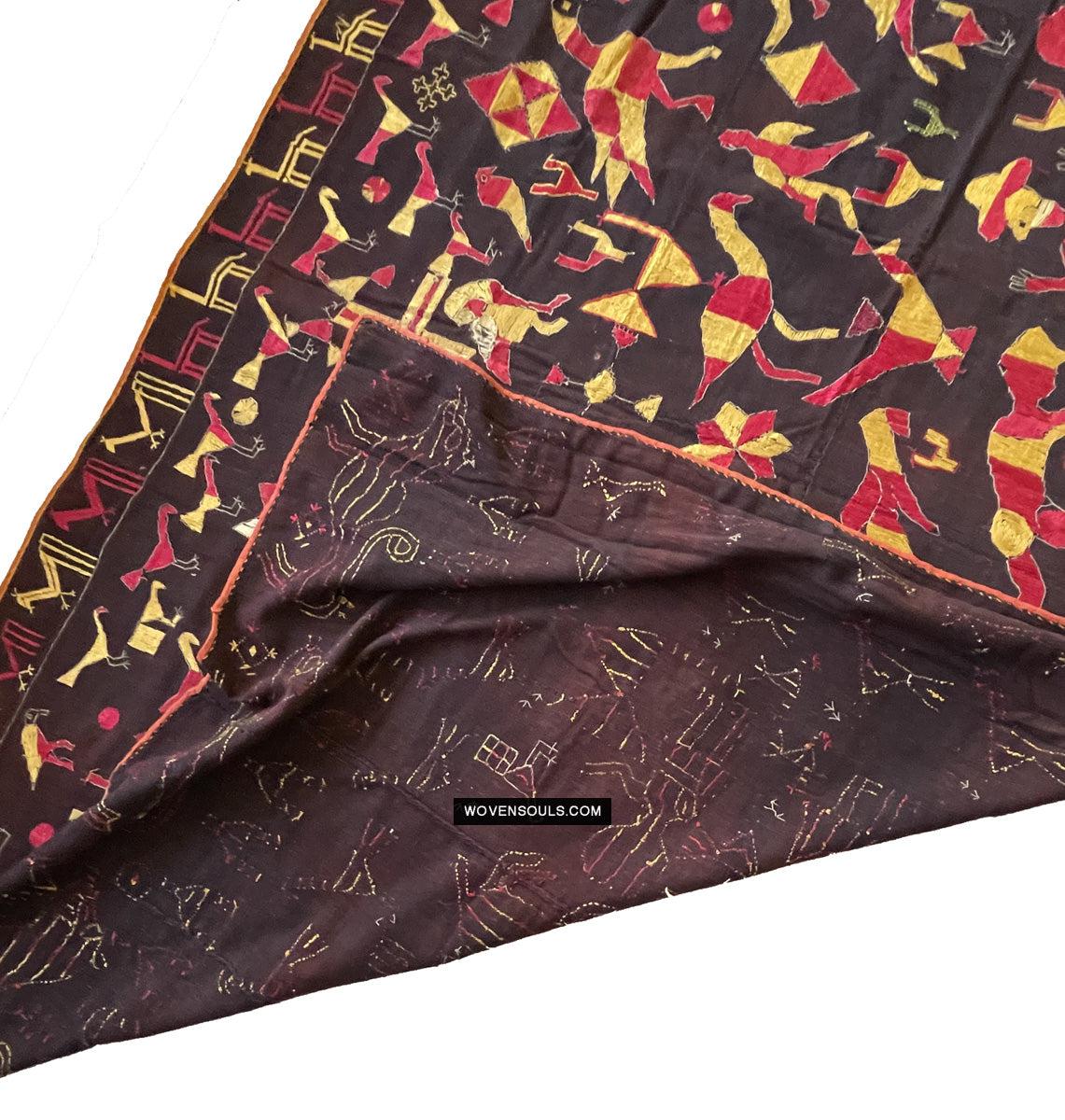 1673 Rare Sainchi Phulkari Embroidery Textile from Punjab-WOVENSOULS Antique Textiles & Art Gallery