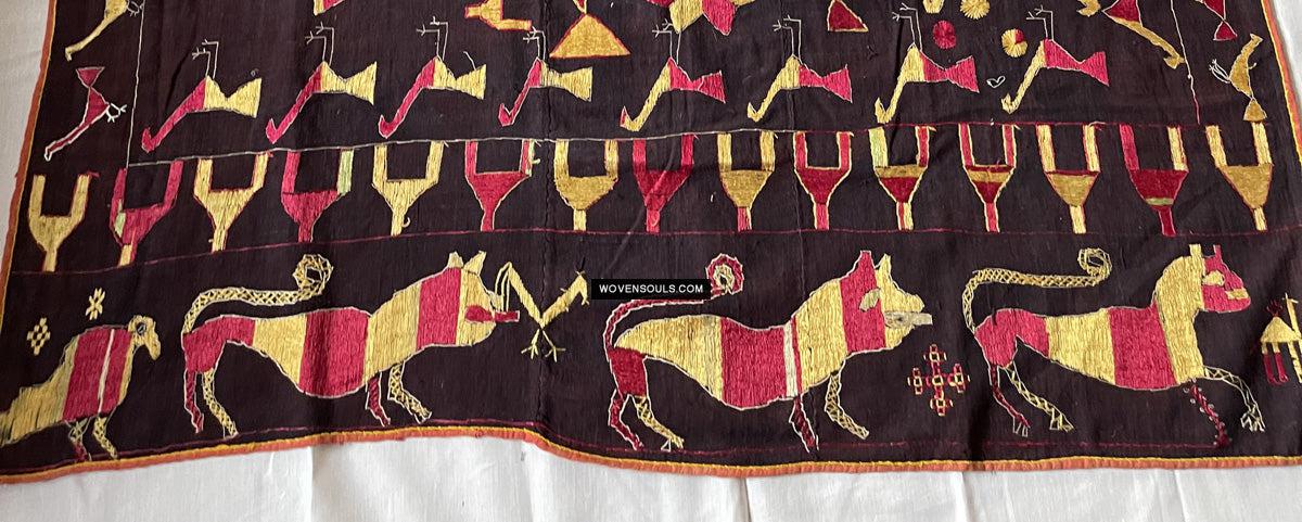 1673 Rare Sainchi Phulkari Embroidery Textile from Punjab-WOVENSOULS Antique Textiles & Art Gallery