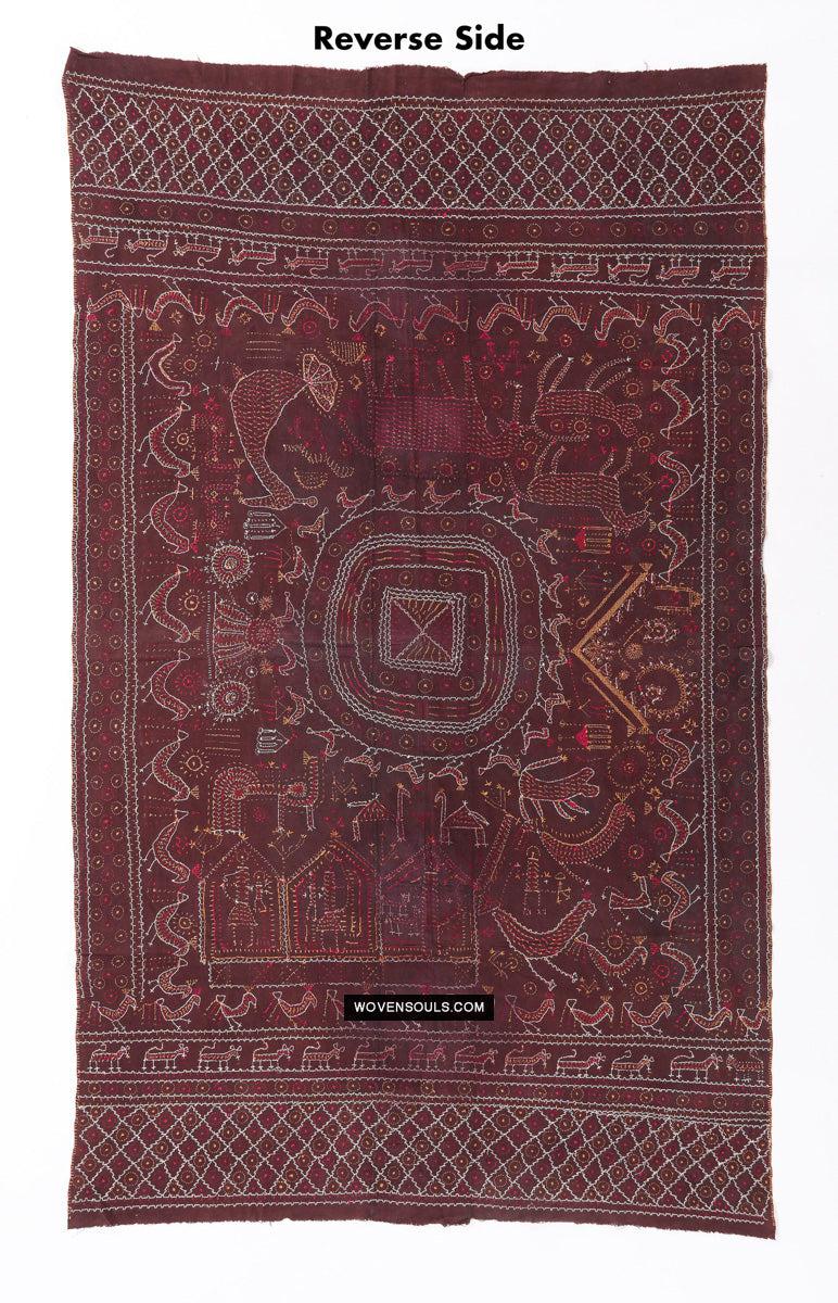 1674 Rare Sainchi Phulkari Embroidery Textile from Punjab-WOVENSOULS Antique Textiles & Art Gallery