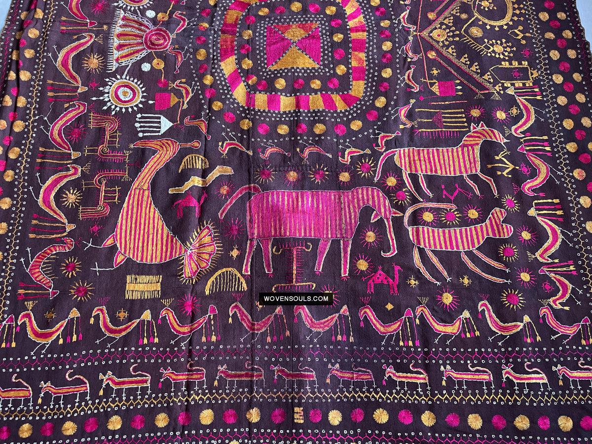1674 Rare Sainchi Phulkari Embroidery Textile from Punjab-WOVENSOULS Antique Textiles & Art Gallery