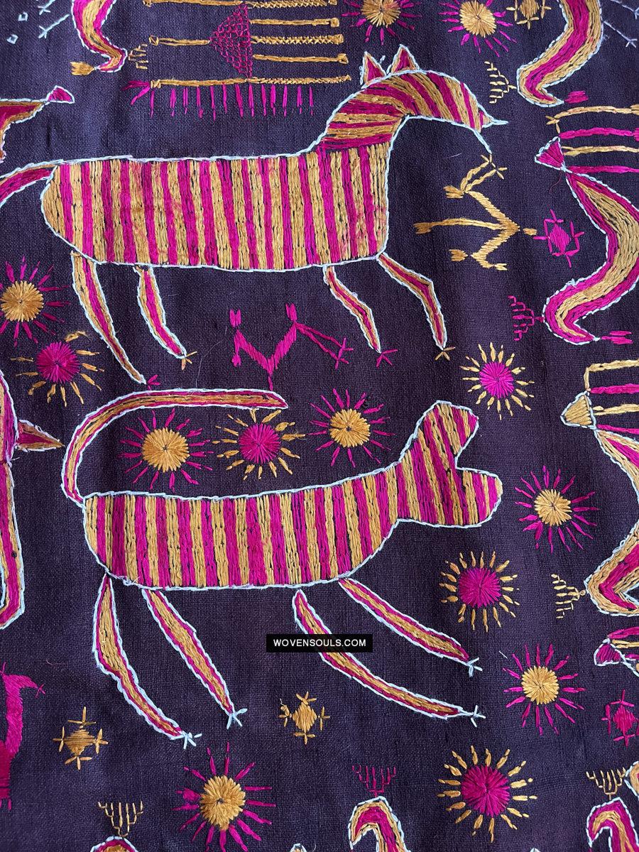 1674 Rare Sainchi Phulkari Embroidery Textile from Punjab-WOVENSOULS Antique Textiles & Art Gallery