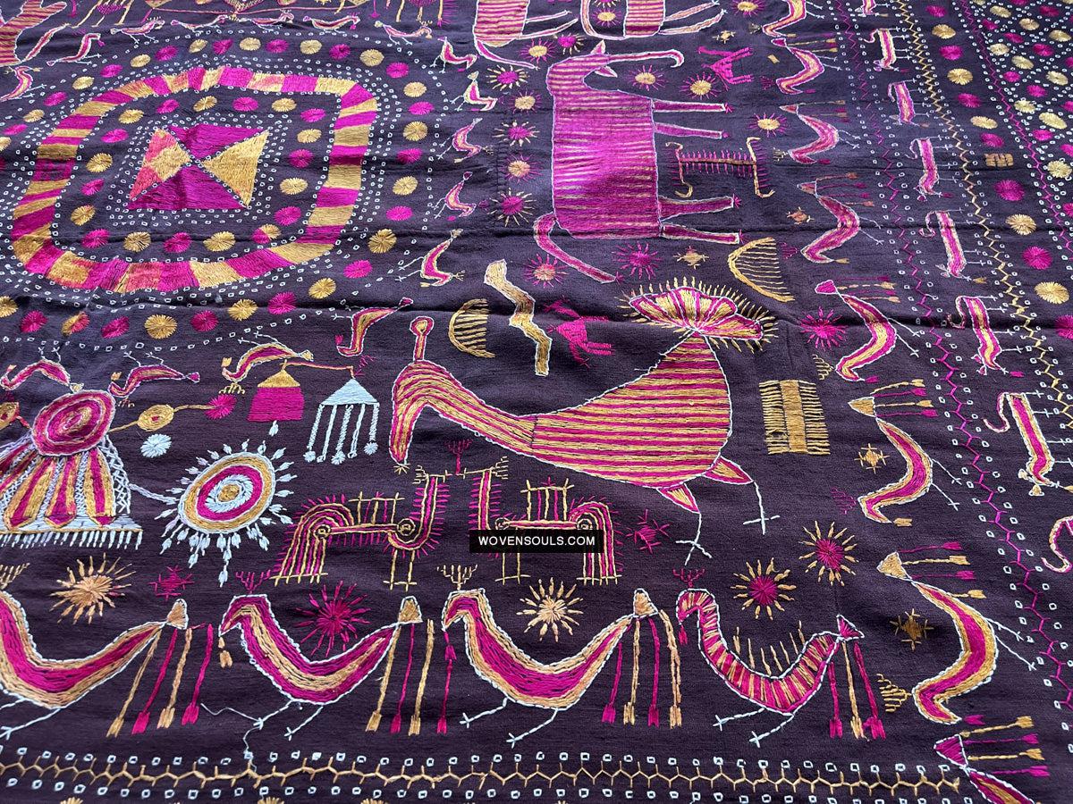 1674 Rare Sainchi Phulkari Embroidery Textile from Punjab-WOVENSOULS Antique Textiles & Art Gallery