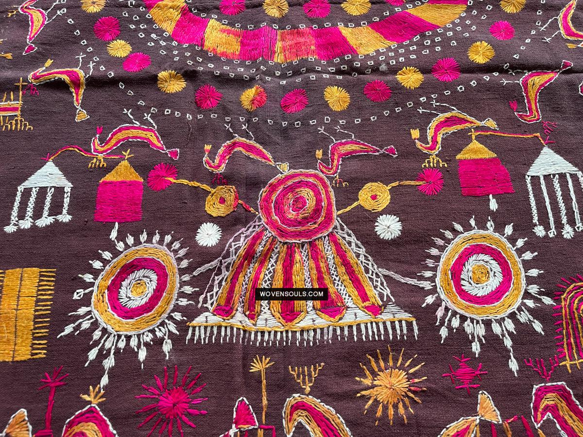 1674 Rare Sainchi Phulkari Embroidery Textile from Punjab-WOVENSOULS Antique Textiles & Art Gallery