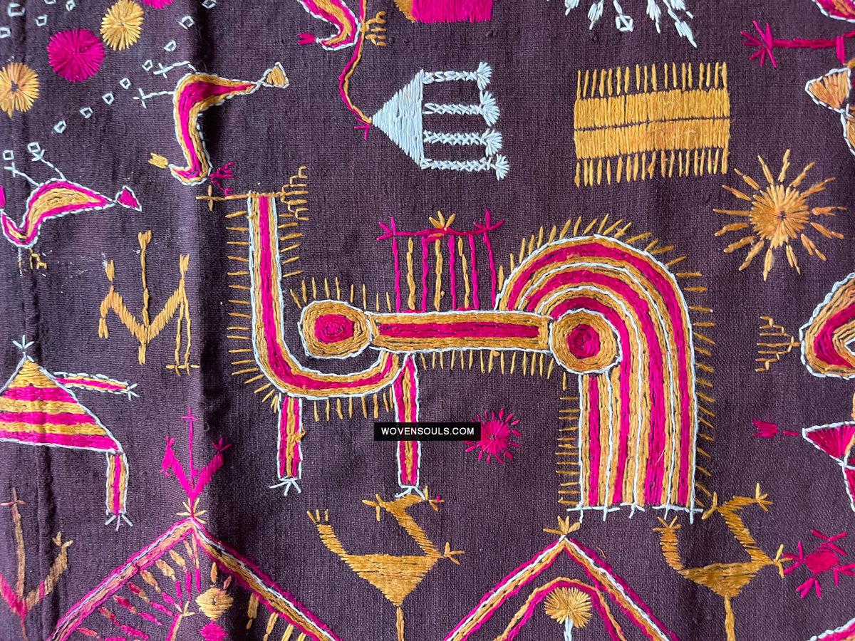 1674 Rare Sainchi Phulkari Embroidery Textile from Punjab-WOVENSOULS Antique Textiles & Art Gallery