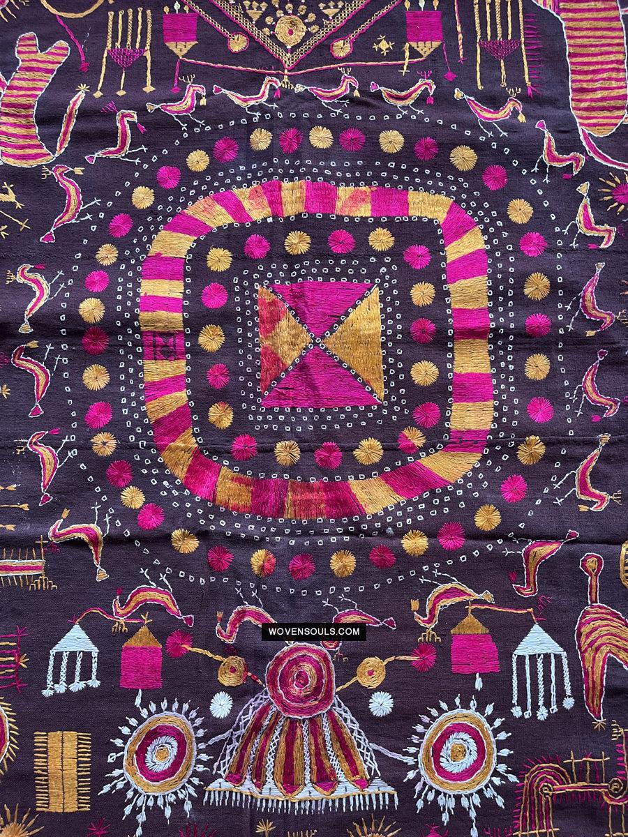 1674 Rare Sainchi Phulkari Embroidery Textile from Punjab-WOVENSOULS Antique Textiles & Art Gallery