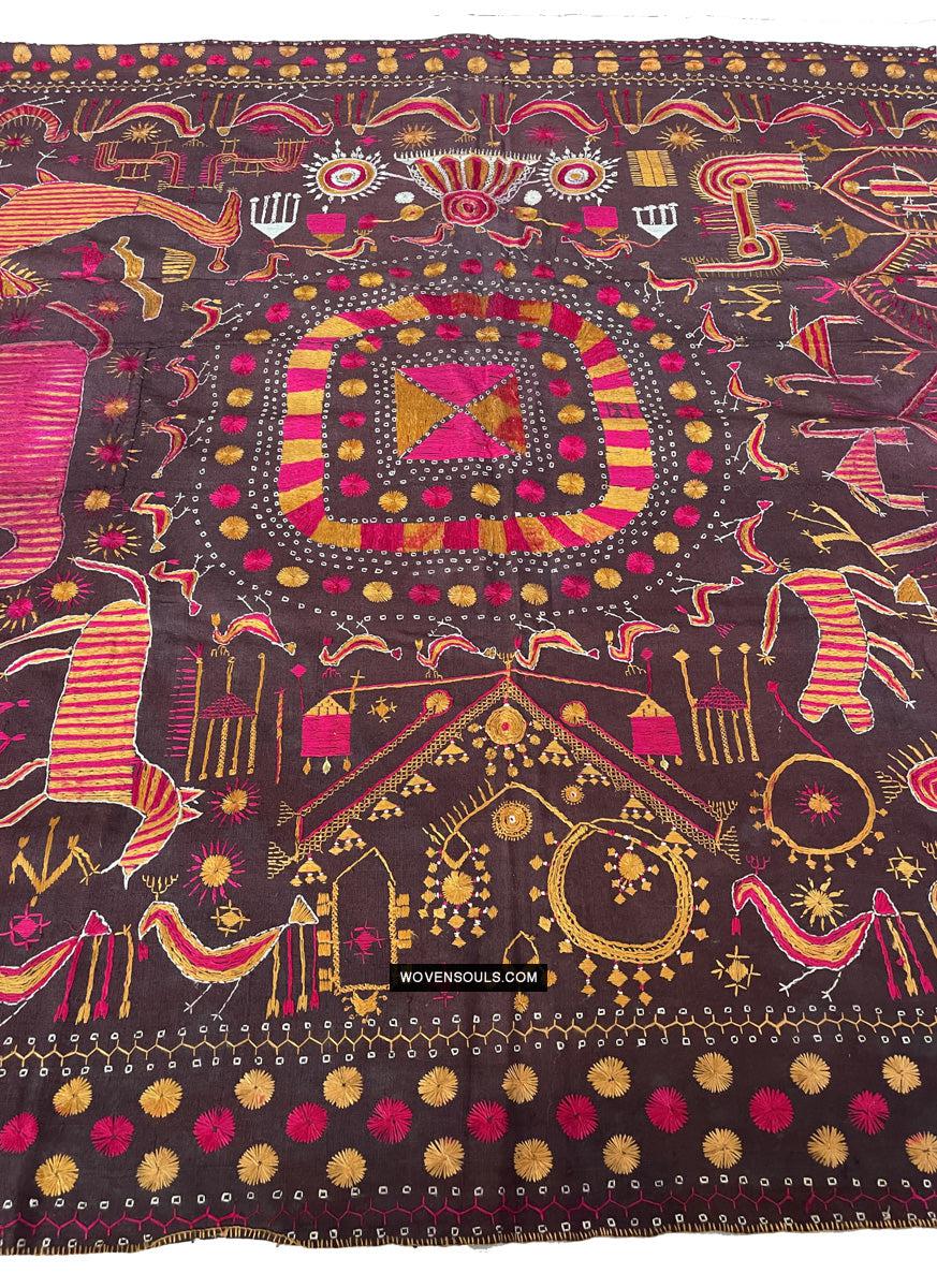 1674 Rare Sainchi Phulkari Embroidery Textile from Punjab-WOVENSOULS Antique Textiles & Art Gallery