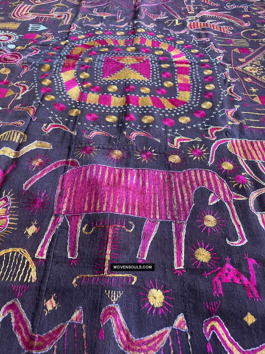 1674 Rare Sainchi Phulkari Embroidery Textile from Punjab-WOVENSOULS Antique Textiles & Art Gallery