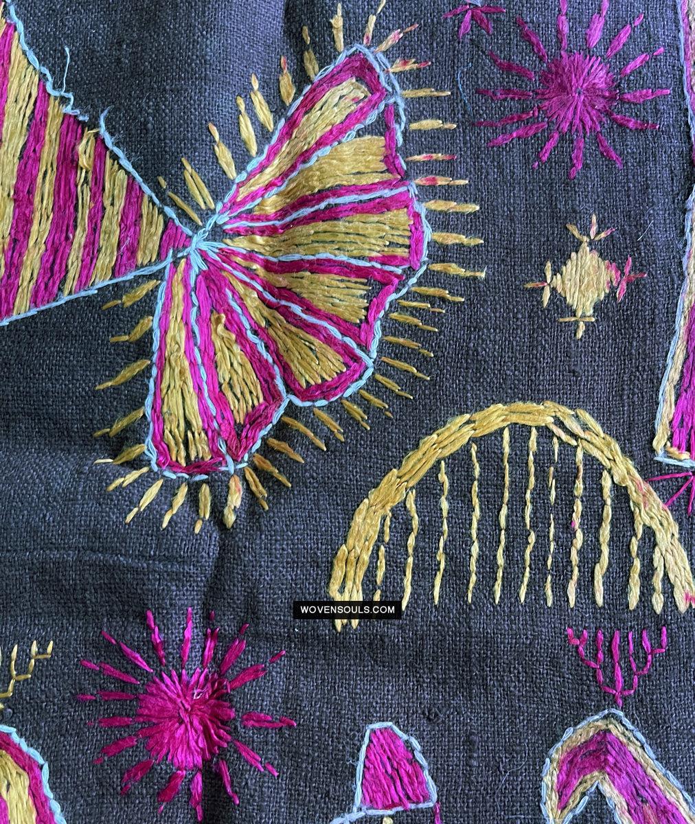 1674 Rare Sainchi Phulkari Embroidery Textile from Punjab-WOVENSOULS Antique Textiles & Art Gallery