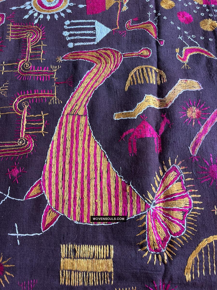 1674 Rare Sainchi Phulkari Embroidery Textile from Punjab-WOVENSOULS Antique Textiles & Art Gallery