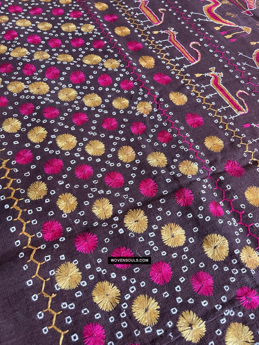 1674 Rare Sainchi Phulkari Embroidery Textile from Punjab-WOVENSOULS Antique Textiles & Art Gallery