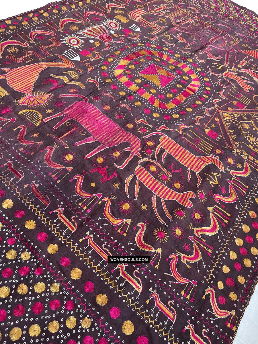 1674 Rare Sainchi Phulkari Embroidery Textile from Punjab-WOVENSOULS Antique Textiles & Art Gallery