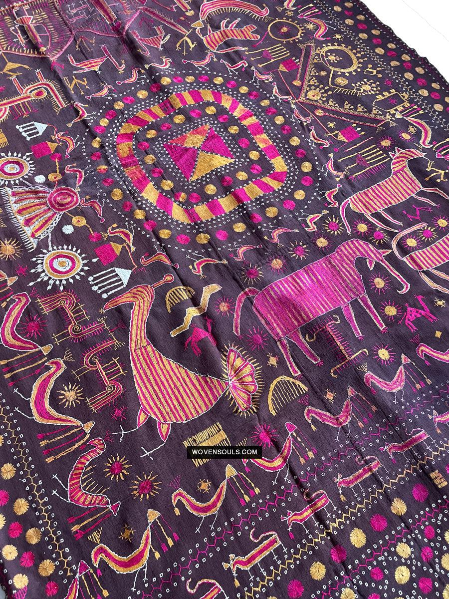 1674 Rare Sainchi Phulkari Embroidery Textile from Punjab-WOVENSOULS Antique Textiles & Art Gallery