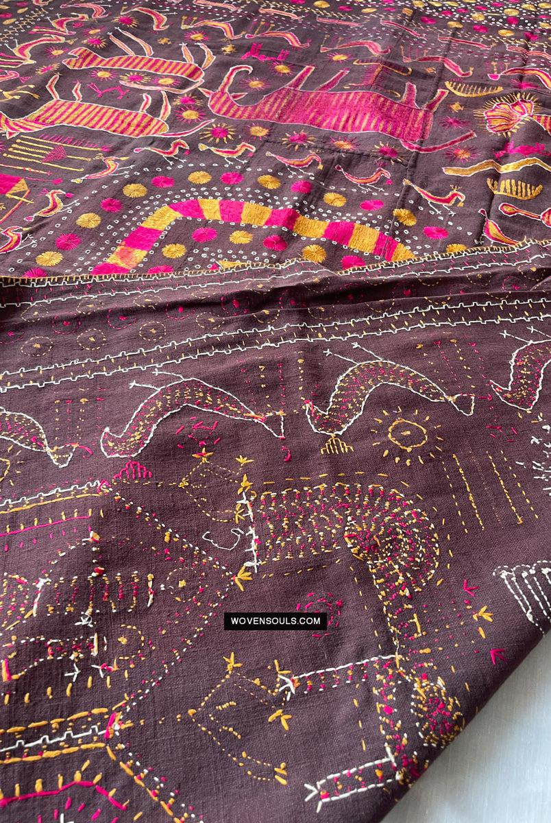 1674 Seltener Sainchi Phulkari Stickereitextilien aus Punjab-WOVENSOULS Galerie für antike Textilien und Kunst
